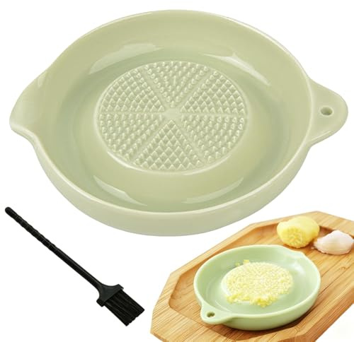 Norhogo Rallador de cerámica, rallador de jengibre de cerámica, suministrado con cepillo, rallador de ajos, rallador de frutas, rallador de verduras, rallador de wasabi, para jengibre, ajo, cebolla