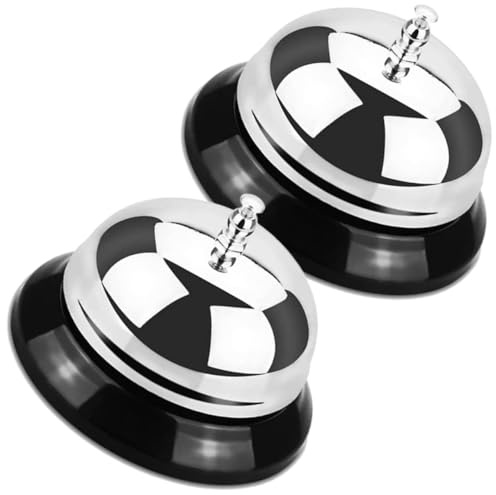 Healvian Lot de 2 Cloches à Main en Métal Rétro Petite Taille Cloche de Restaurant et Bar Sonnettes d'Appel Cuisine et Réception Sonnerie Claire pour Service