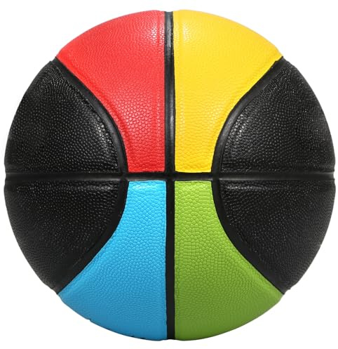 Alomejor Ballon de Basket-Ball coloré de Haute qualité, Résistant au Jeu avec Aiguille à Gaz et Sac en Filet Inclus pour Les Niveaux de Compétence (5)