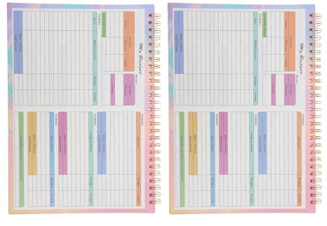 Cabilock Lot de 2 Carnets de Budget B5 Livre de Comptes Personnels Calendrier Budgétaire Mensuel Organiseur de Caisse Portable pour Suivi des Dépenses Quotidiennes et Gestion Financière