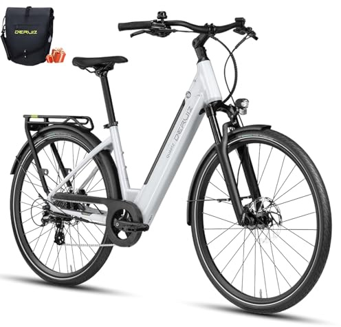 DERUIZ Quartz E Bike,28 Zoll Elektrofahrrad Herren Damen mit Drehmomentsensor & hydraulische Bremsen,48V 13.4Ah Akku, Reichweite bis zu161 KM, 8-Gang-Kettenschaltung, Pedelec Citybike