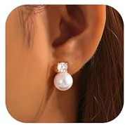 Kakonia Clip On Earrings Women Pearl Fake Earring for Non Pierced Ears | Gold Silver Ear Clips, Cute Clip on Pearl Earrings, Hypoallergenic Hoop Stud Earring Non Piercing Jewellery for Women Girls