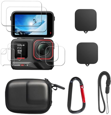 SYMIK Funda pequeña para Insta360 Ace Pro 2, Tapa de Lente de Silicona, Protector de Pantalla y Bolsa de Viaje portátil para Insta 360 Ace Pro 2 Accesorios