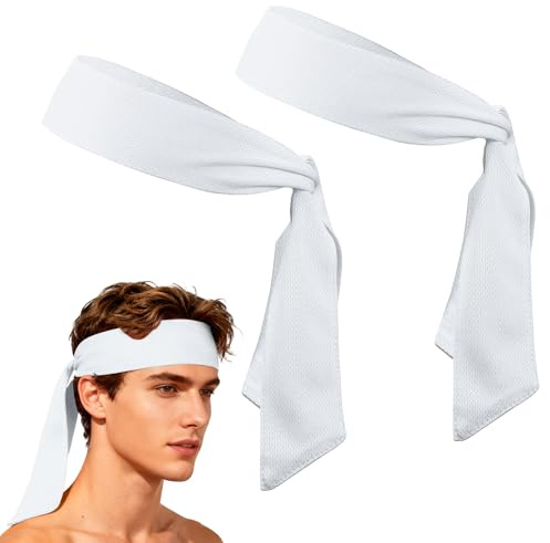 YELARXI Fascia tergisudore per capelli da corsa, atletica, regolabile, antiscivolo, traspirante, 2 pezzi, bianca, adatta per (Tennis/karate/allenamento/yoga)