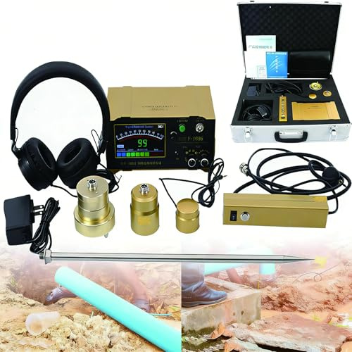 Detector de Fugas de Agua Profesional – Sensor de Tuberías Subterráneas & Interiores, Profundidad 3 m, 4 Frecuencias Ajustables, Auriculares de Audio, para Hogar & Exterior