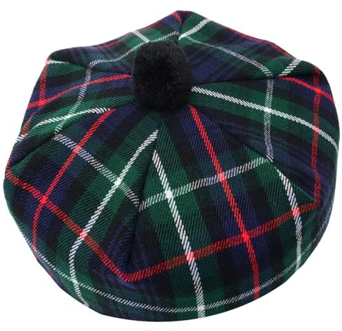 Traditional Scottish Tam O Shanter Hat - Men's Tartan Bonnet Cap with Pompom - Classic Acrylic Wool Tammy hat - Authentic Highland Wear - One Size Fits All (Mackenzie)