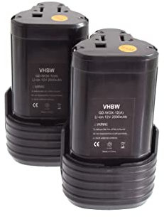 vhbw 2X Akku Ersatz für Worx WA3503, WA3509 für Werkzeug (2000 mAh, Li-Ion, 12 V)