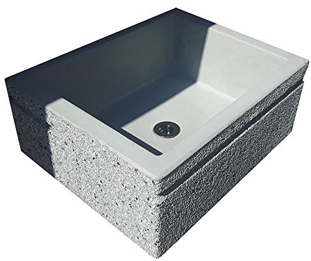 Lavandino lavabo giardino esterno in pietra ricostruita e spezzato di marmo 50x40x20