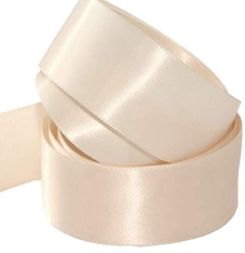 Dubbelsidig fasad satinband storlek 50 mm x 10 meter, (krämfärgad) perfekt för gåvor, wrap sy fest, dekorationer, evenemang klänning bröllop julhantverk, rosetter bil, gör-det-själv, buketter, tårta