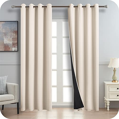 MRTREES Verdunklungsvorhänge Vorhang Thermovorhang Isolierend Kälte und Wärme 100% Blickdicht Gardinen Beige Vorhänge Kinderzimmer mit Ösen 280x140 cm (HxB) 2er Set