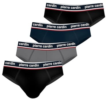 pierre cardin underwear Slip Homme 100% Coton, Lot de 4 | Homme, Coupe Ajustée, N'irrite pas, Peaux sensibles, Maintien Optimal, Usage quotidien