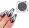 Nagelspiegelpulver, silberne glitzernde Chrom-Pigmente, Nagelkunst-Pailletten, Mode-Puder, Spiegel-Effekt, Nagelglitzer-Pigment für UV-Gel, Nagelkunst, DIY-Design (0,5 g, schwarz)
