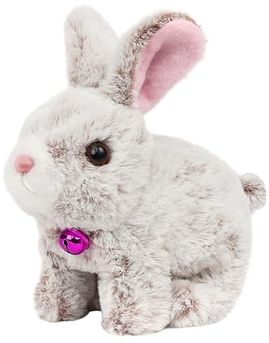 Easfan Bunny Pink Plush Toy Jumping Spotted Rabbit Talking Hopping Ears Nose Moving Educational Plush Toy Singing Shaking Glowing Interactive Toy Electric for Toddlers Kids