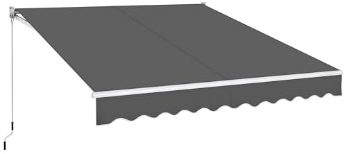 Soberine Tenda da Sole per Esterno Balcone a Bracci Estensibili Avvolgibile Retrattile con Manovella Regolabile Telaio Aste Telescopiche 300 x 250 cm Grigio Scuro
