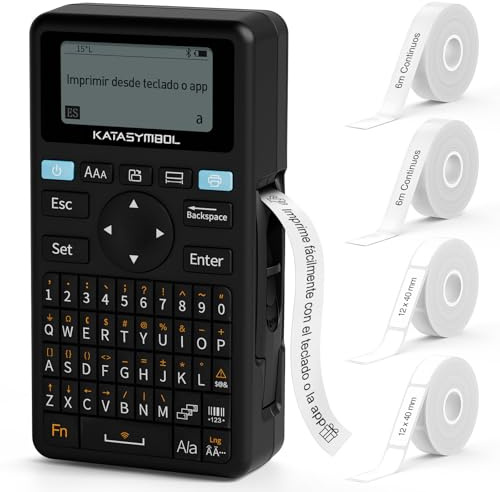 SUPVAN E11 Étiqueteuse Bluetooth Rechargeable Portable, inclut 4 Rouleaux d'Étiquettes Autocollantes Durables, Compatible Clavier et Appli, Bon Rapport Qualité-Prix, pour Maison, Bureau, École
