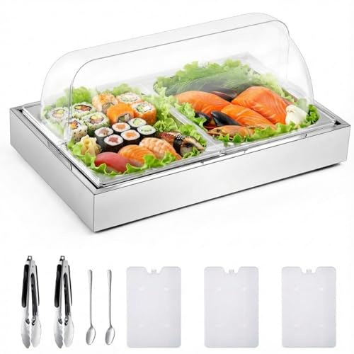 Uiifan Salad Bar Buffet Station for Home, Ice Food Serving, 2 Pans