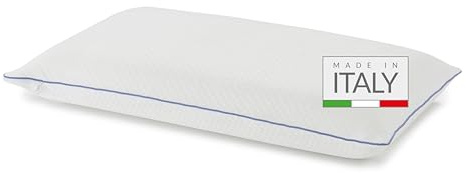 NUVOLA Saponetta - Cuscino Memory Foam Confortevole e Traspirante, Rivestito con Fodera dalle Proprietà Antimicotiche e Igienizzanti, Guanciale Letto Ergonomico, Cuscini Letto Made in Italy, 72x42x12h