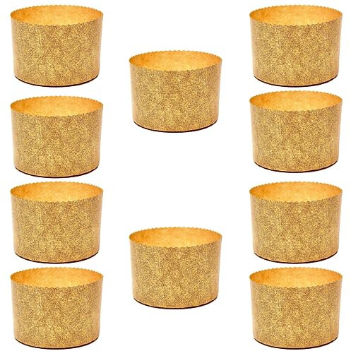 Moule à Panettone Haut 750 gr (10pcs) - Moules à Panettone en Papier Naturel de Cellulose Pure Haute Densité, Calandrés, Formes de Cuisson pour Panettone, Résistant à la Chaleur 200°C