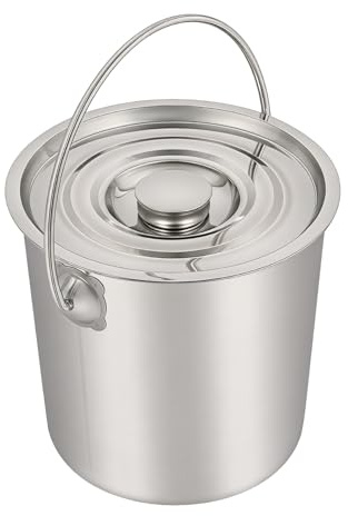 DGKLNDSY 12 l hink i rostfritt stål kökshink foderhink vattenhink med handtag och lock hink med lock 12 liter rengöringshink ishink fiskhink (12 l)