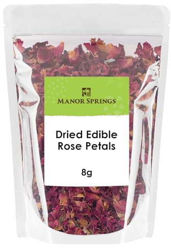 Dried Edible Rose Petals Premium Dried Flowers 8g by Manor Springs