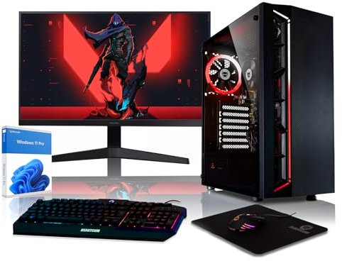 BEASTCOM Q3 Essential Gaming PC, AMD Ryzen 3 4X 4.00GHz, Grafica 4K Vega a 8 core, 16GB RAM, SSD da 1TB, Monitor LED 24 + tastiera + mouse + tappetino per mouse, WiFi, Win 11