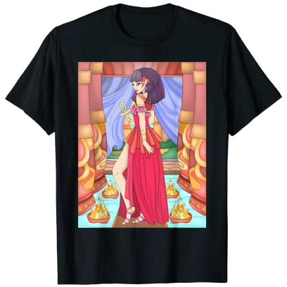 Mujer egipcia alta dentro del templo con cuencos de llamas Camiseta