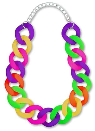 Soul-Cats Statement Choker Halskette bunt riesig oversized Panzerkette Gliederkette Vintage, Variante 1