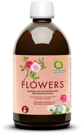 Multikraft Flowers – naturligt växthjälpmedel för att stärka blommande växter – intensifierar blomfärger, främjar frodig blombildning – ekologisk produktion godkänd – enkel användning, 500 ml