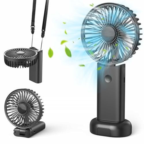 Namouk Handheld Fan, Portable fan with 3000mAh, Hand Fan with 3 Speed, 180° Adjustable Rechargeable Fan, Battery Operated Mini Fan Foldable Desk Fans for Home Office Bedroom Outdoor Travel