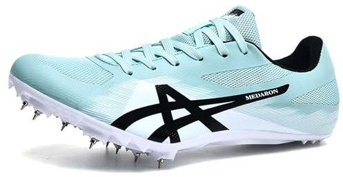 PENXZT Scarpe a Chiodate Atletica Scarpe da Campo da Uomo Femminile Che corre Sprint Scarpe atletiche fidabili di Allenamento di Salto Leggero per Ragazzi Ragazze,White Moon,38 EU