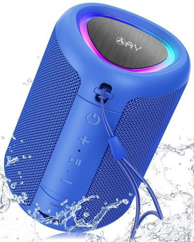 AY Altavoz Bluetooth Portátil con Luces, Impermeable IPX5, Parlante Estéreo, Entrada AUX&TF-Card, Autonomía de 24H, Altavoz Inalámbrico Bluetooth 5.3 Compacto para Camping,Viajes, Aire Libre