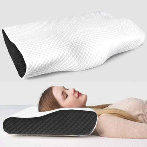Nackenstützkissen, Anti-Schnarch- und orthopädisches Schlafkissen mit extra Bezug, geeignet für Seiten-, Rücken- und Bauchschläfer, Nacken- und Rückenschmerzlinderndes Memory Foam Kissen, Schlafkissen
