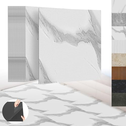 XINZI PVC-golvbeläggning självhäftande kakel vinylgolv självhäftande, vinylgolv golvplattor med träeffekt, 54 vinylplattor självhäftande kakel golv 5,02 m² för kök vardagsrum, marmorutseende beige