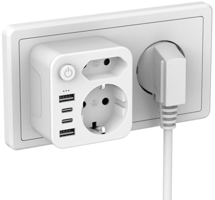 ZENIJUST Mehrfachsteckdose mit 4 Netzteil,Steckdosen mit usb c, Mehrfachstecker für USB Steckdose,2 USB C Adapter und Doppelstecker Für Steckdose,Steckdosenadapter,
