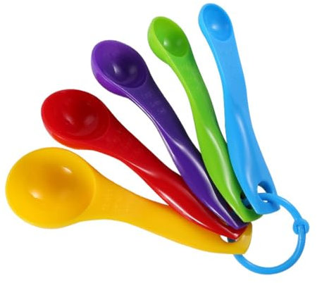 THXFUNAREA Set cucchiaini dosatori - 5 cucchiai dosatori Colorati con Diverse capacità,misurini Cucina,cucchiai dosatori in plastica per Strumenti dosatori per liquidi e polveri