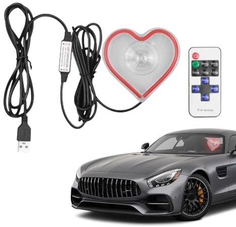 Éclairage Ambiance Voiture - Lampe LED d'ambiance en Forme de cœur - Éclairage au Néon pour Décoration Intérieure Automobile pour Coffre, Propositions, Soirées, Fenêtre Maison, Tableau