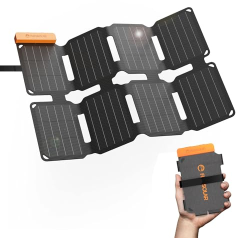 Flexsolar 25W Mini Faltbares Solarpanel im Taschenformat,Wasserdichter E-Film Tragbares Solarladegerät mit USB-A & USB-C für Power Stations, Smartphones, Tablets, Powerbanks Outdoor Camping Notfall