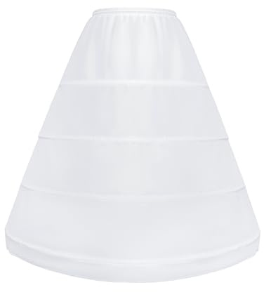 Vlazom Women A-Line Petticoat Full Length Petticoats for Under Dress Hoops Crinoline Underskirt for Wedding Dress Ball Gown Cosplay Halloween Costume White