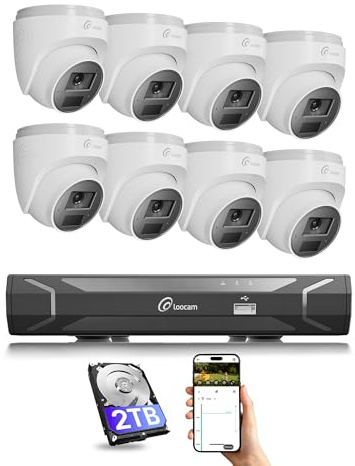 Loocam Kit Camaras de Vigilancia PoE, 8CH con Disco Duro de 2TB