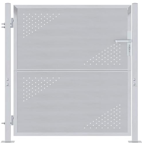 vidaXL Cancello da Giardino Argento 85 x 97 cm Acciaio Inossidabile, Giardino e Terrazzo, Cancello Rettangolare Moderno, Barriera Sicura, Struttura Inossidabile, Ingresso Resistente al Tempo