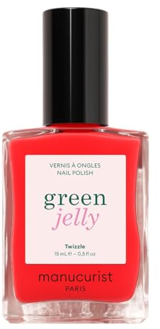 Manucurist - Twizzle Green™ Jelly Nagellack - Transparent klarrött nagellack - semiopak jellyfinish med ultra-glossy effekt - 82,5% ingredienser av naturligt ursprung - 15 ml | Lysande genomskinlig - Jelly halvmatt finish - 82,5 % naturligt ursprung - 15 ml