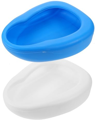 Healeved 2 Piezas Bacinilla para Pacientes Encamados de Plástico Diseño Reforzado y Asiento Amplio, Base Estable para Uso en Casa o Residencia de Ancianos