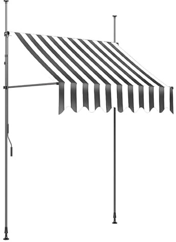 Infällbar vattentät uteplats markis solskydd för utomhusbruk justerbar baldakin för terrassdörrar och fönster (C1 94,49 x 59 tum/240 x 150 cm)