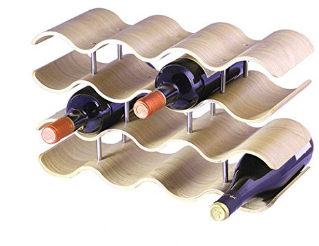 unho Bambus Weinregal Flaschenregal mit 4 Ebenen für 14 Flaschen Weinhalter Weinständer Weinflaschenhalter modern für Wein, Sekt 42 x 25 x 16 cm