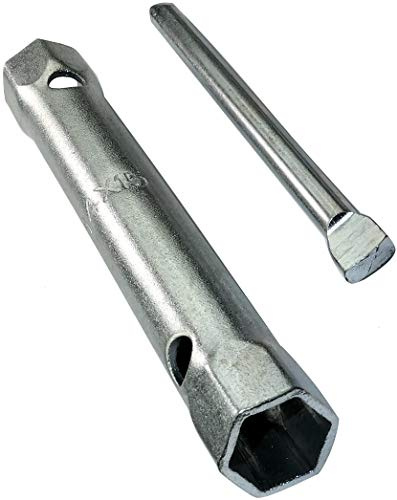 Aerzetix - Chiave a tubo diritta 14x15mm 6 lati con mandrino rigido/tornello a serraggio rimovibile - Monoblocco - Chiave tubolare stappatura doppia estremità - Rubinetto - in acciaio CR-V - C45640