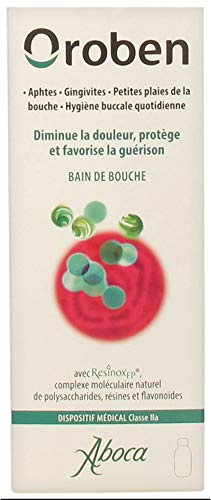 Aboca Oroben Bain de Bouche 150ml - Apaisant, Protecteur, Rafraîchissant, Anti-halitose - Organique, Sans Alcool, Spécialisé - Menthol - 150ml