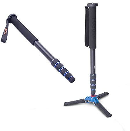 FOSOTO 65”/ 165cm Monopié para Cámara Réflex Trípode de 3 Pies Plegable Movible 5 Secciones Ajustables de Aleación de Aluminio para Canon Nikon Sony Panasonic, Carga Útil hasta 5 Kg