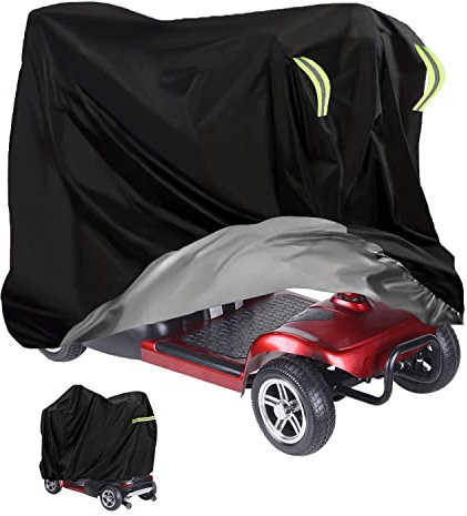 MaxAwe 140x 66x 91cm Mobility Scooter Cover Waterproof, 420D Heavy Duty Wheelchair Storage Protective Cover Outdoor, Disability Scooter with Elastic Band Protect from Snow Rain Sun Dust