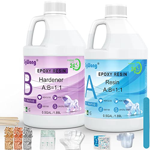 Resina Epossidica Trasparente Kit 3780ml - Rapporto 1:1 Colla Resina Epoxy con Indurente per Creazione Gioielli Fai da Te, arte, artigianato, creazione di gioielli, tavoli fluviali