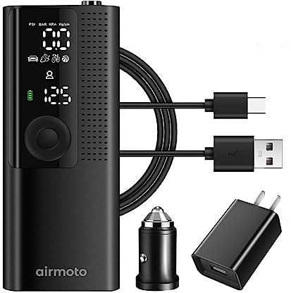 Airmoto and Power Kit Bundle Deal - 1 bundle - Tire Inflator Portable Air Compressor with Power Kit for Charging on The Road - Cordless Air Pump for Car Tires, Motorcycle, Bicycle, Balls
